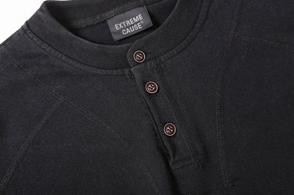 Semi-Open Collar Washed Short Sleeve T-Shirt WN25641