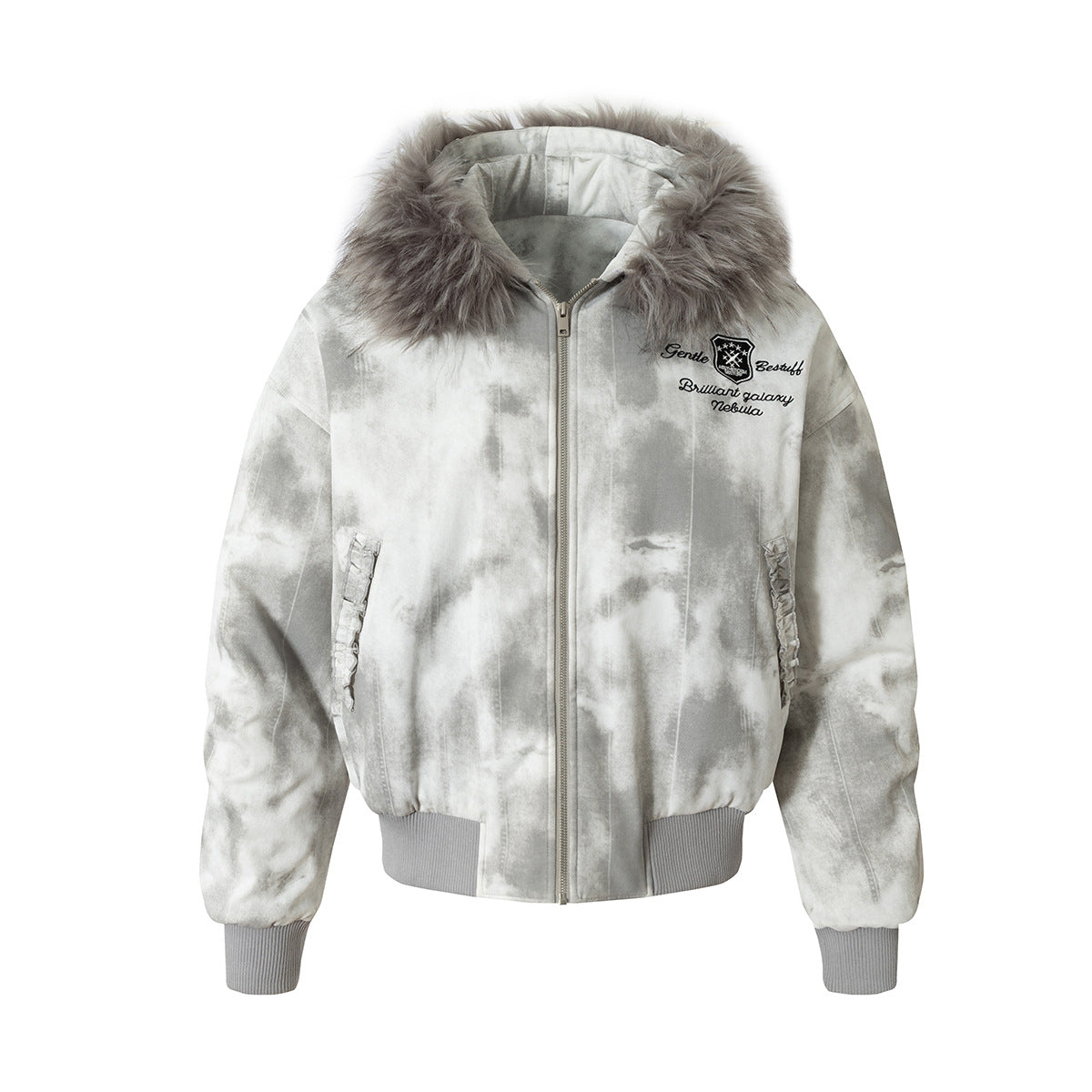 Fake Fur Collar Washed Puffer Jacket WN21896