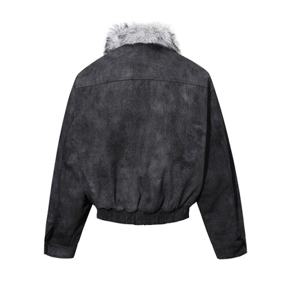 Cropped Fake Fur Collar Quilted Jacket WN28047