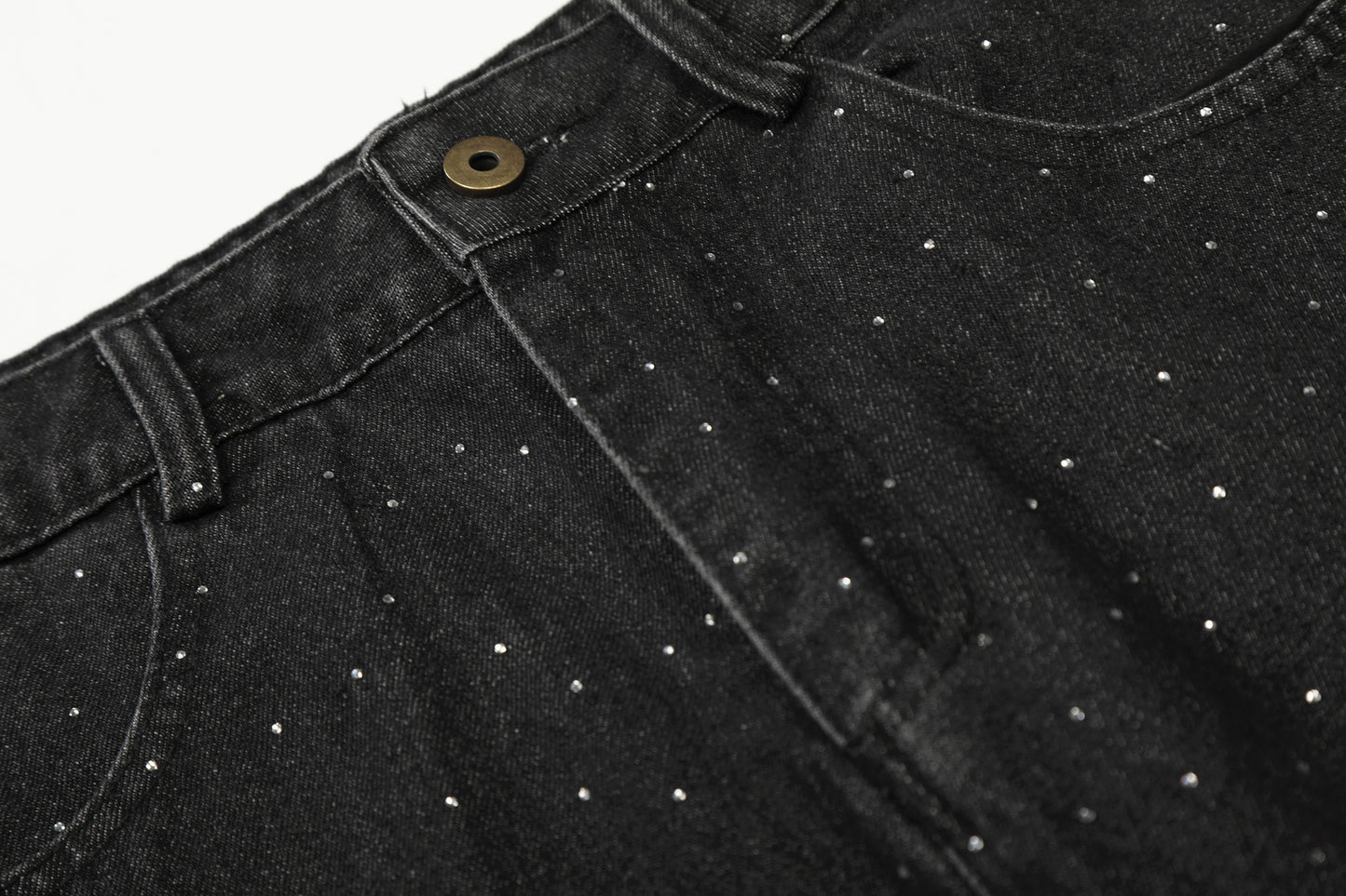 Rhinestone Cropped Denim Half Jeans WN25568
