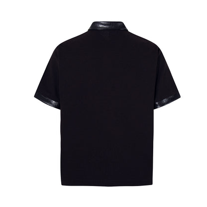 Thorn Waffle Patchwork Short Sleeve Polo Shirt WN25604