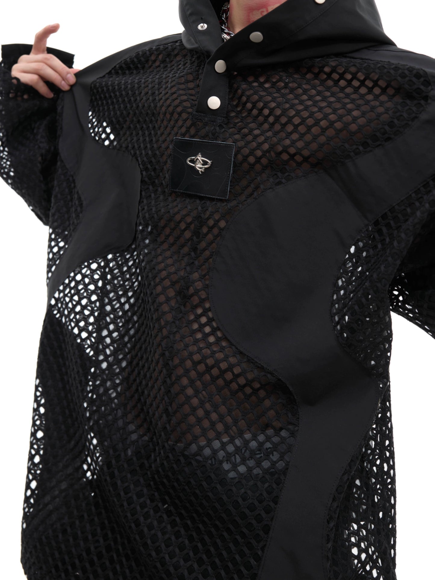 Hollow Mesh Oversize Hoodie WN8029