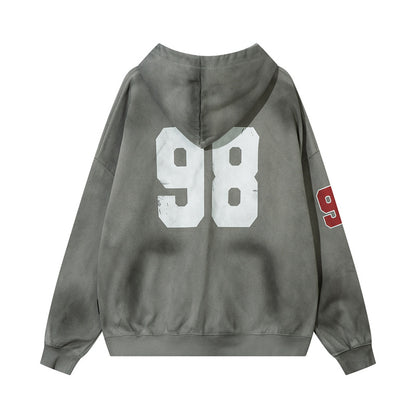 Letter Print Oversize Zipper Hoodie WN11231