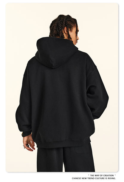 Fleece Lining Oversize Washed Zipper Hoodie WN9943