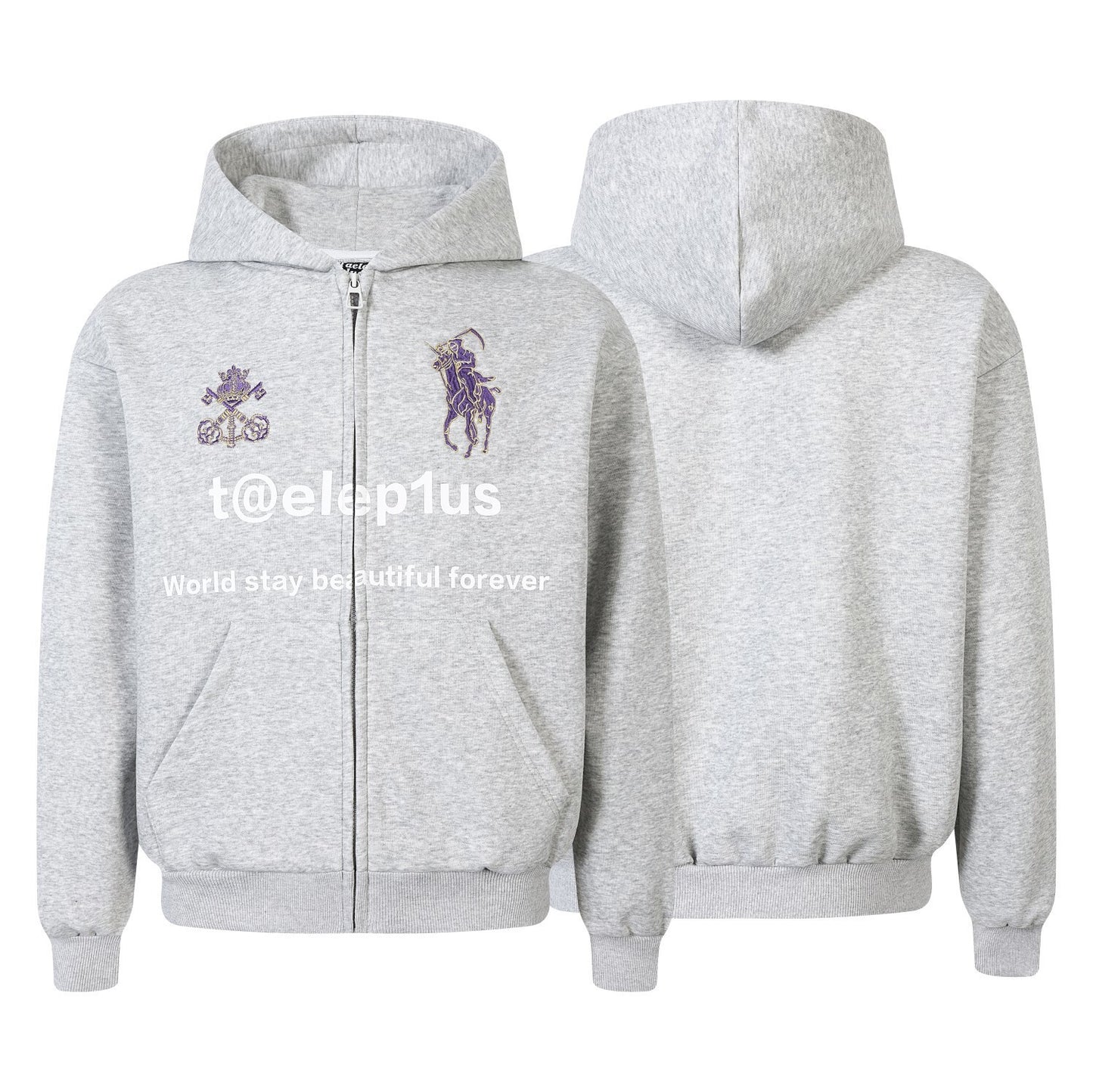 Logo Horse Embroidery Zipper Hoodie WN25565