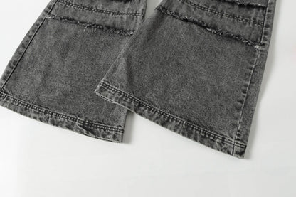 Raw Hem Wash Flare Denim Jeans WN16192