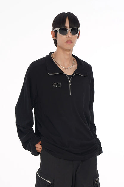 High Neck Zipper Long Sleeve T-Shirt WN9031