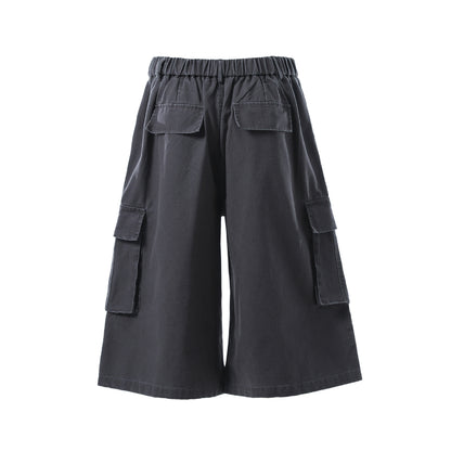 Washed Multi Pocket Cargo Half Pants WN25734