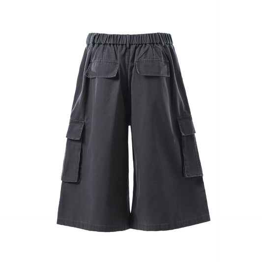Washed Multi Pocket Cargo Half Pants WN25734