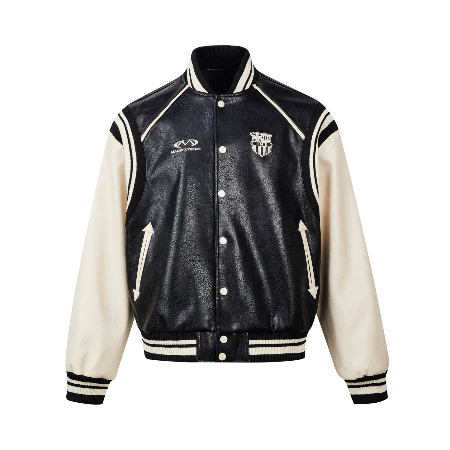 Oversize PU Leather Baseball Jacket WN8453