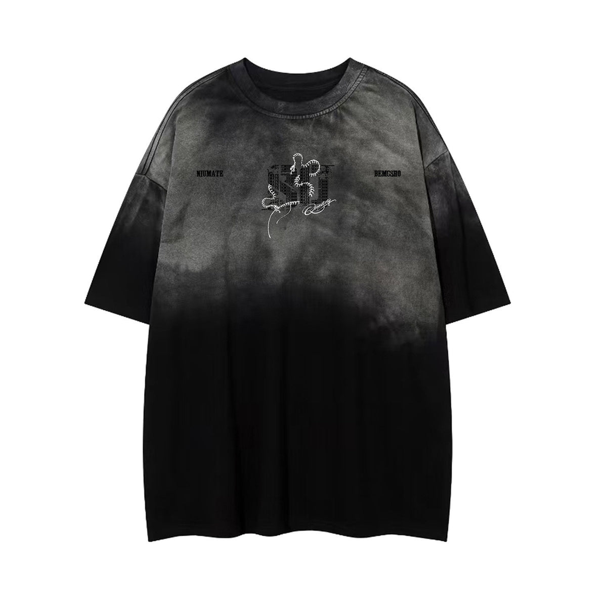 Gradient Embroidery Letter Short Sleeve T-Shirt WN26940