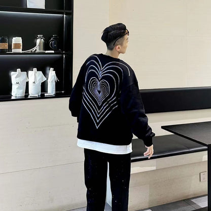 Rhinestone Heart Oversize Long Sleeve Sweatshirt WN20687