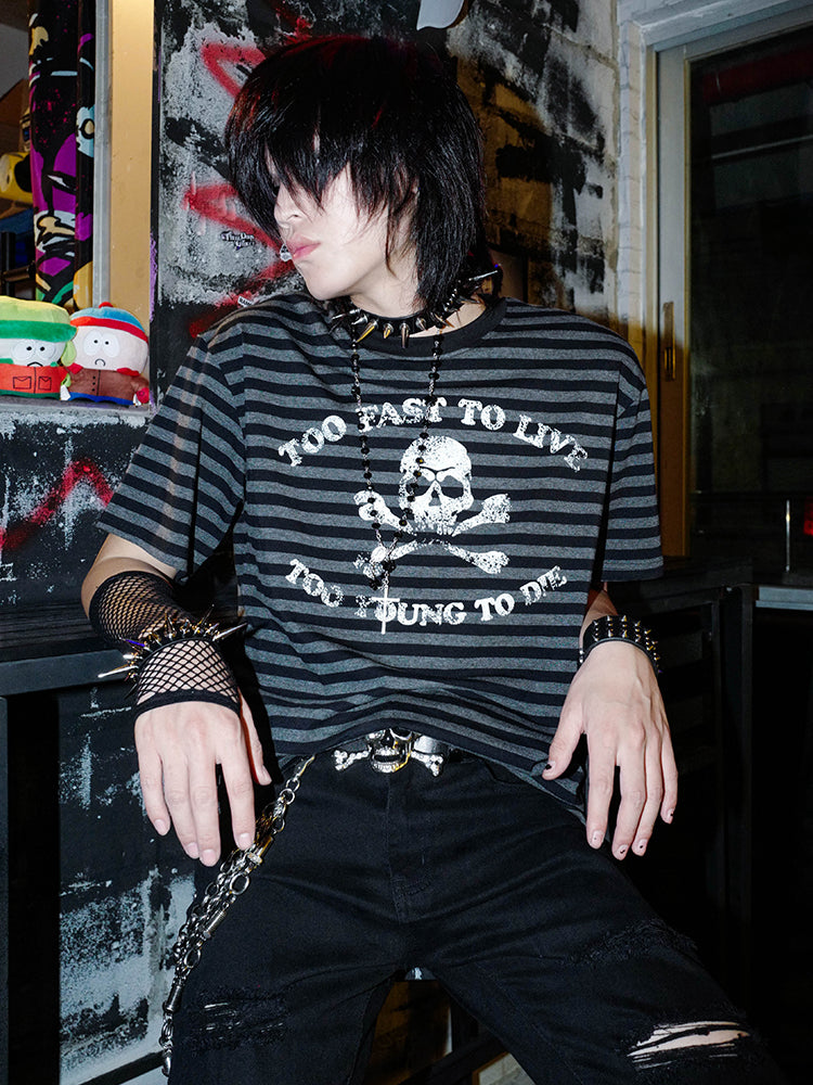 Graphic Design Stripe Short Sleeve T-Shirt WN16033