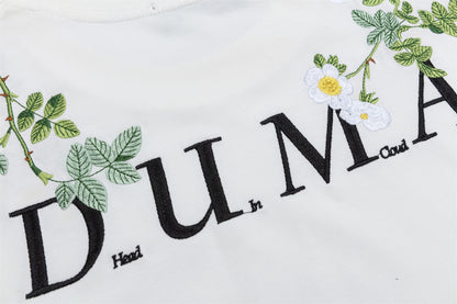 Floral Letter Embroidery Oversize Short Sleeve T-Shirt WN26880