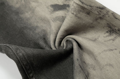 Washed Graphic Design Wide-Leg Straight Denim Jeans WN16807