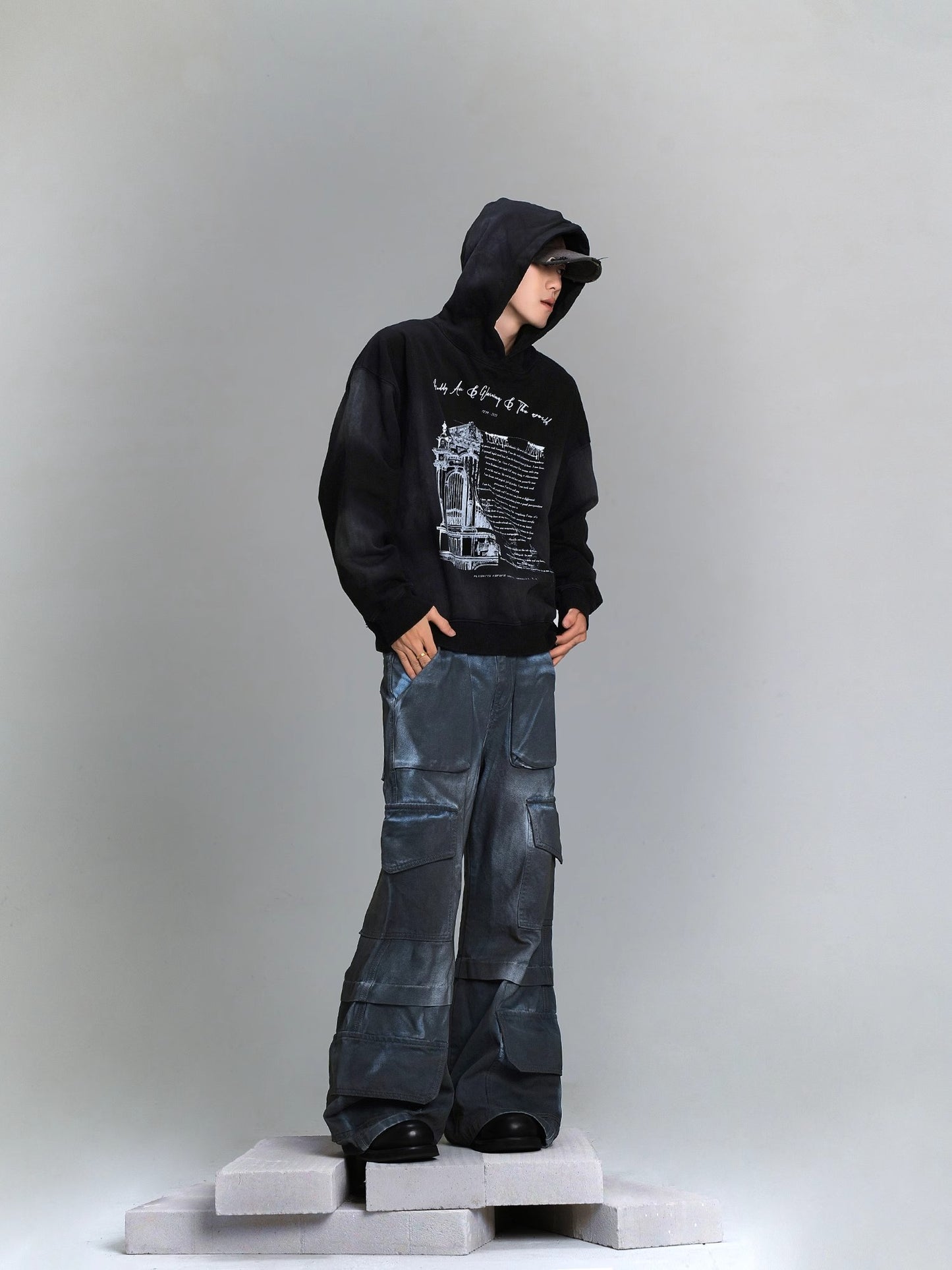 Oversize Graffiti Print Hoodie WN8436