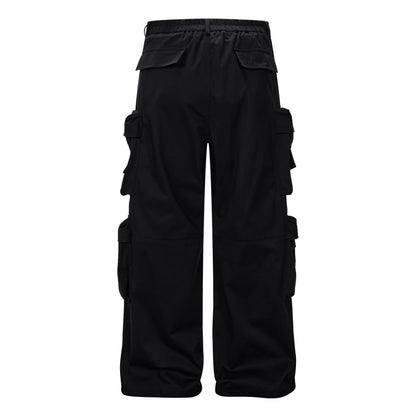 Multi Pocket Letter Print Straight Cargo Pants WN25988