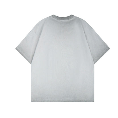 Washed Graphic Letter Print Short Sleeve T-Shirt WN25765