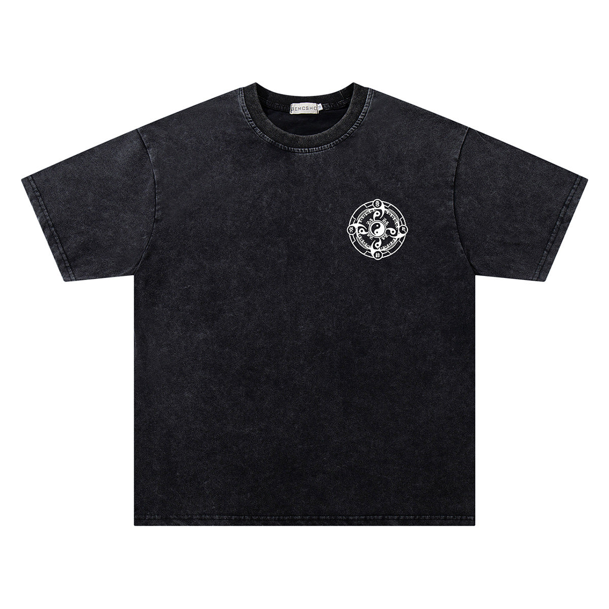 Washed Taiji Print Oversize Short Sleeve T-Shirtt WN26830