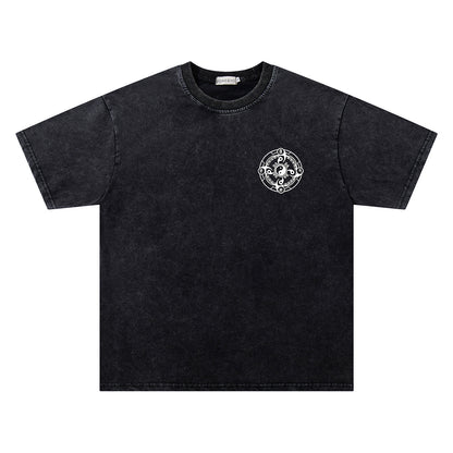 Washed Taiji Print Oversize Short Sleeve T-Shirtt WN26830