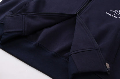 Stripe Zipper Hoodie & Wide Leg Drawstring Sweatpants Setup WN27993
