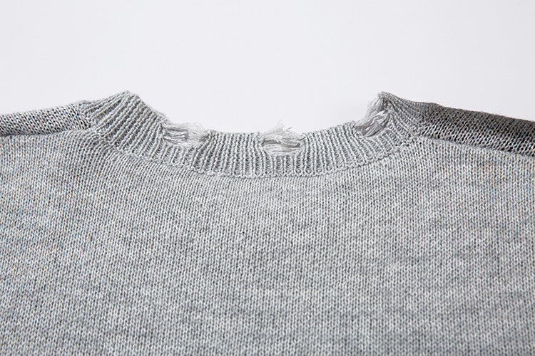 Spray Paint Cross Hole Kint Sweater WN11259