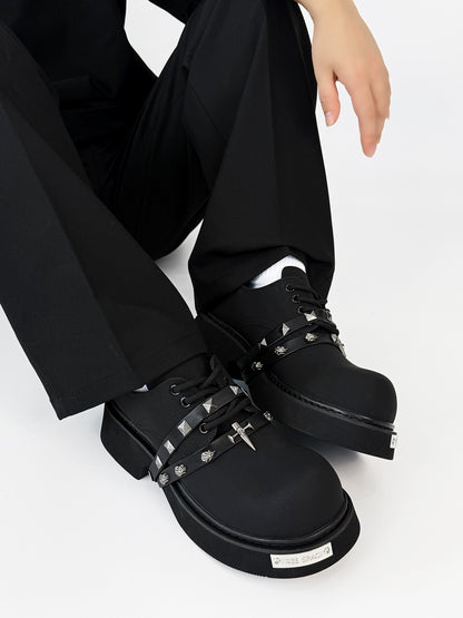 Matte Derby Chunky Sole Studs Large Toe Shoes WN19177