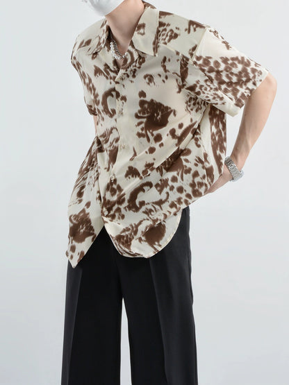 Floral Print Oversize Short Sleeve Shirt WN6152