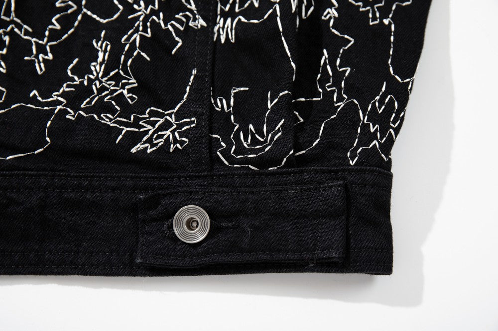 Allover Line Embroidery Denim Jacket WN28087