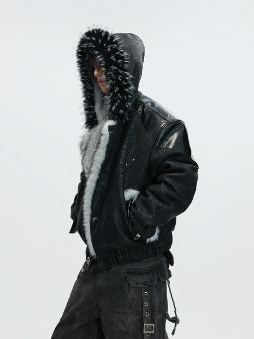 Hooded Fake Fur Collar Heavyweight Puffer Jacket WN22622