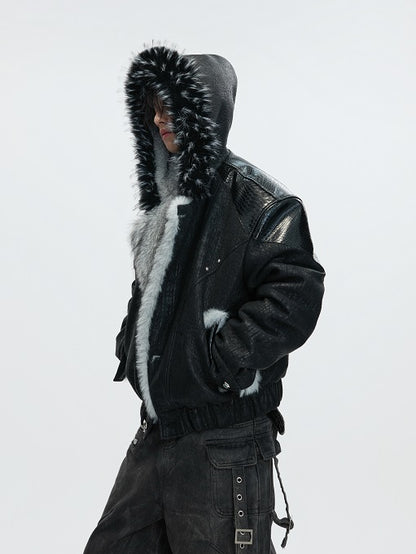 Hooded Fake Fur Collar Heavyweight Puffer Jacket WN22622