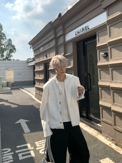 Frayed Edge Woven Oversize Short Jacket WN19901