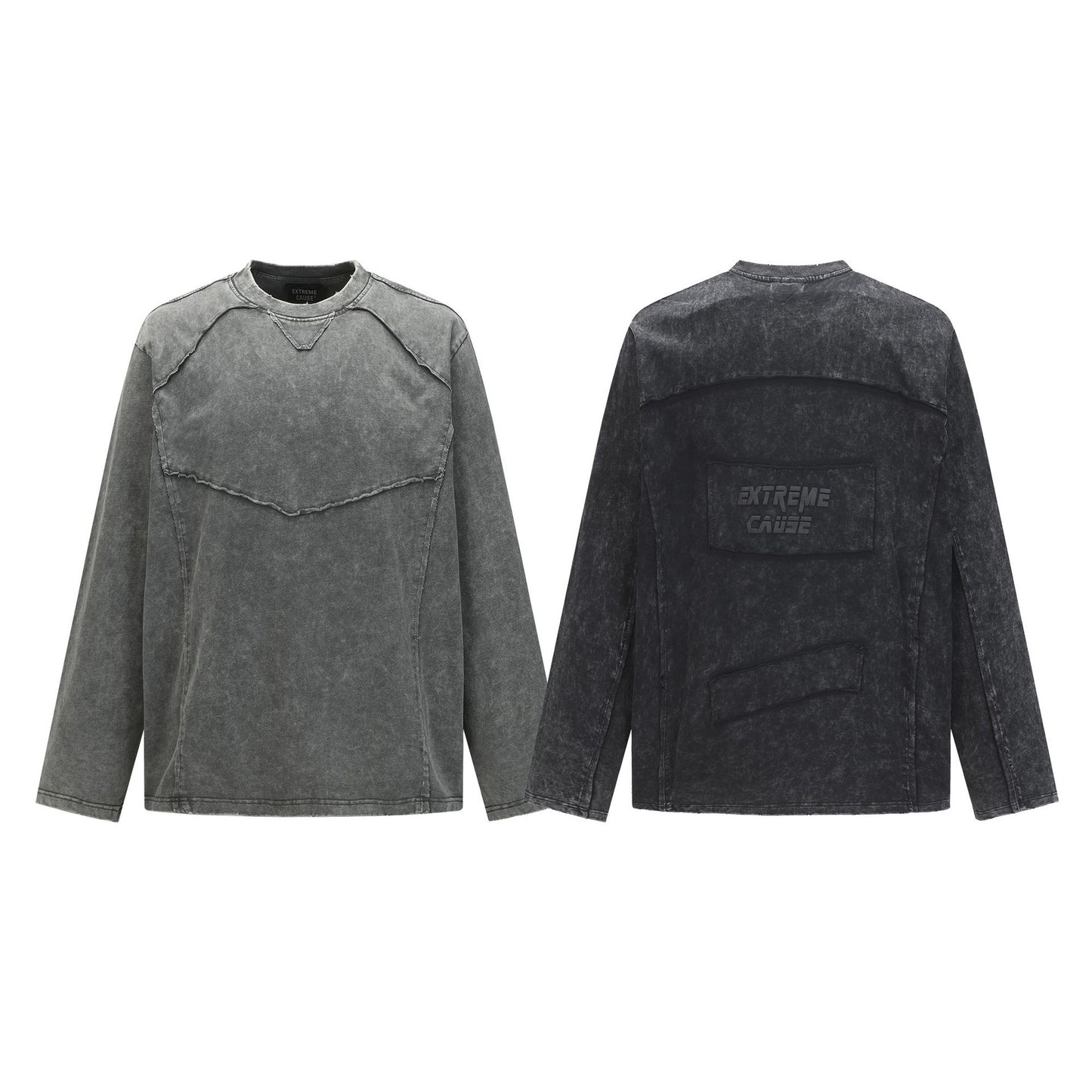 Washed Frayed Pullover Sweatshirt WN23029