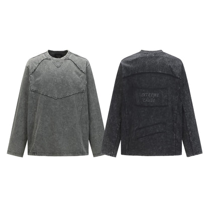 Washed Frayed Pullover Sweatshirt WN23029