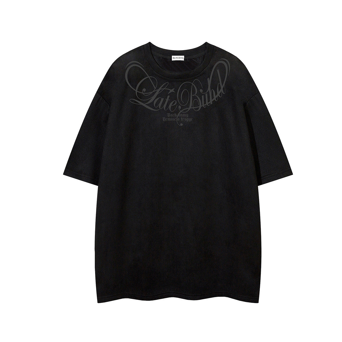 Suede Letter Print Short Sleeve T-Shirt WN25583