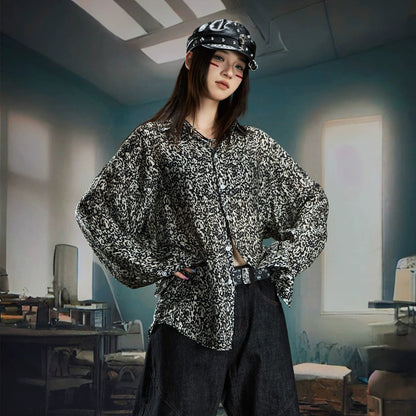 Leopard Print Oversize Long Sleeve Shirt WN20565