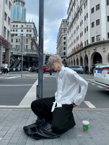 Liquid Texture Design Necktie & Long Sleeve Shirt WN19778