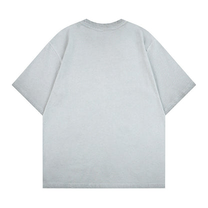 Washed Cross Applique Short Sleeve T-Shirt WN25439