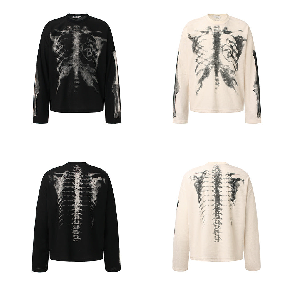 Abstract Pattern Waffle Long Sleeve T-Shirt WN25918