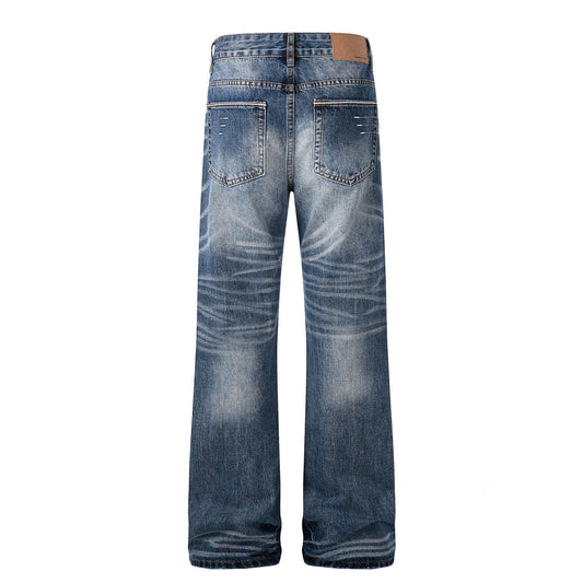 Whisker Washed Flare Denim Jeans WN25956