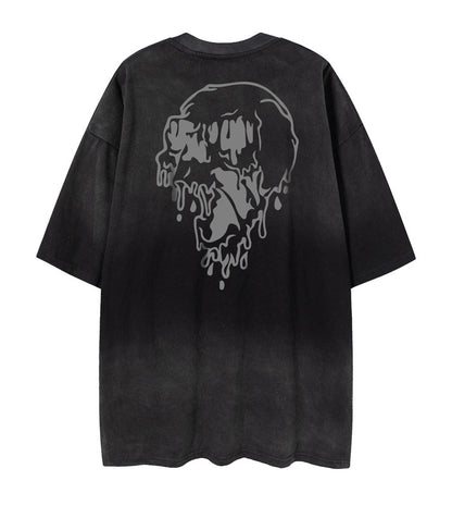 Oversize Skull Print Short Sleeve T-Shirt WN16505