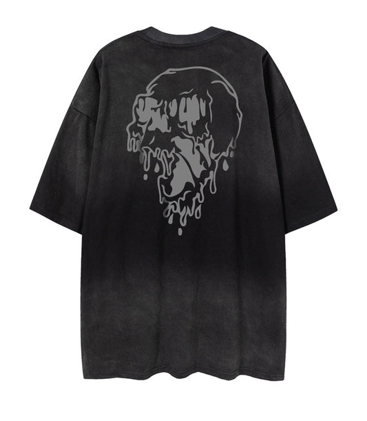 Oversize Skull Print Short Sleeve T-Shirt WN16505