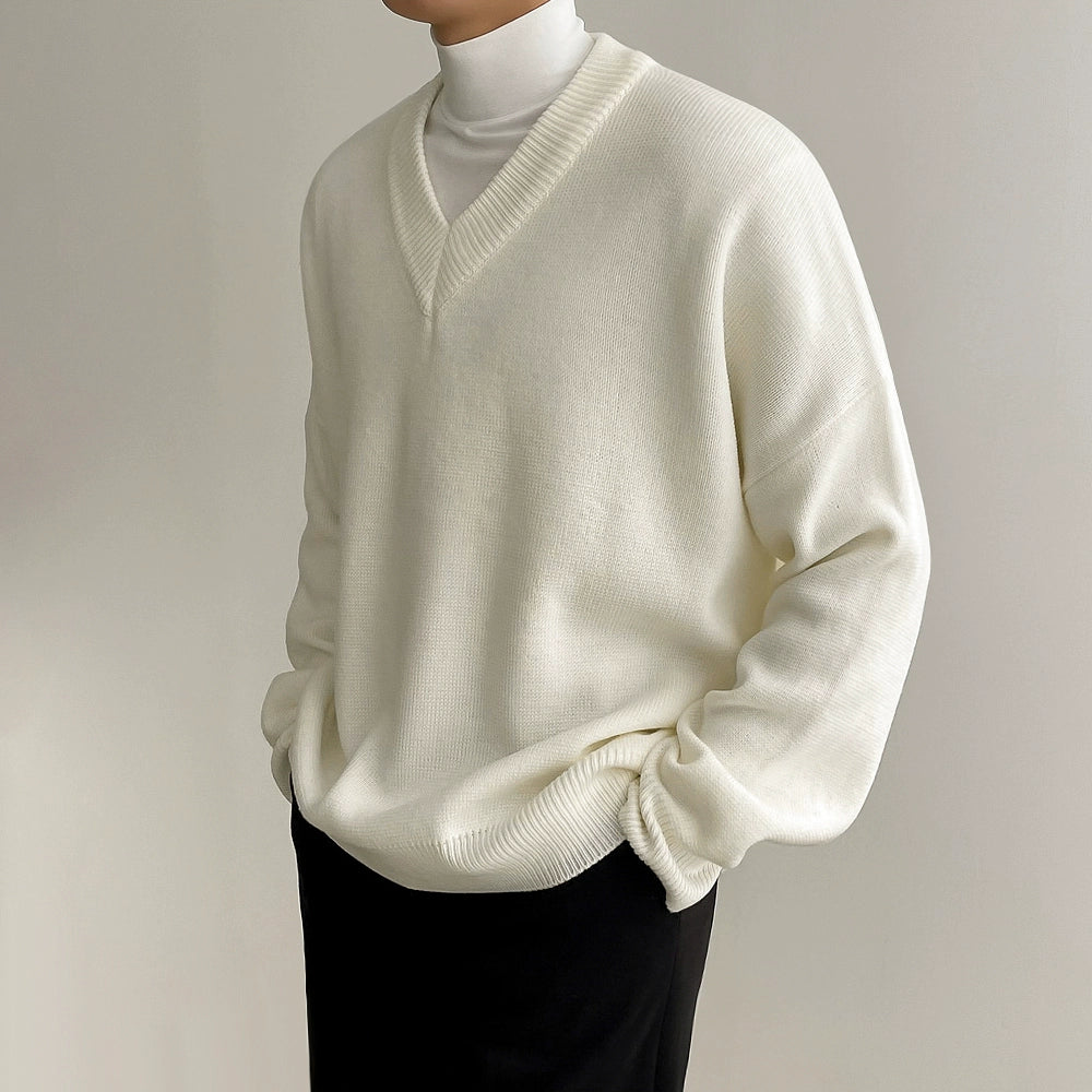 Oversize V-neck Knit Sweater WN6590