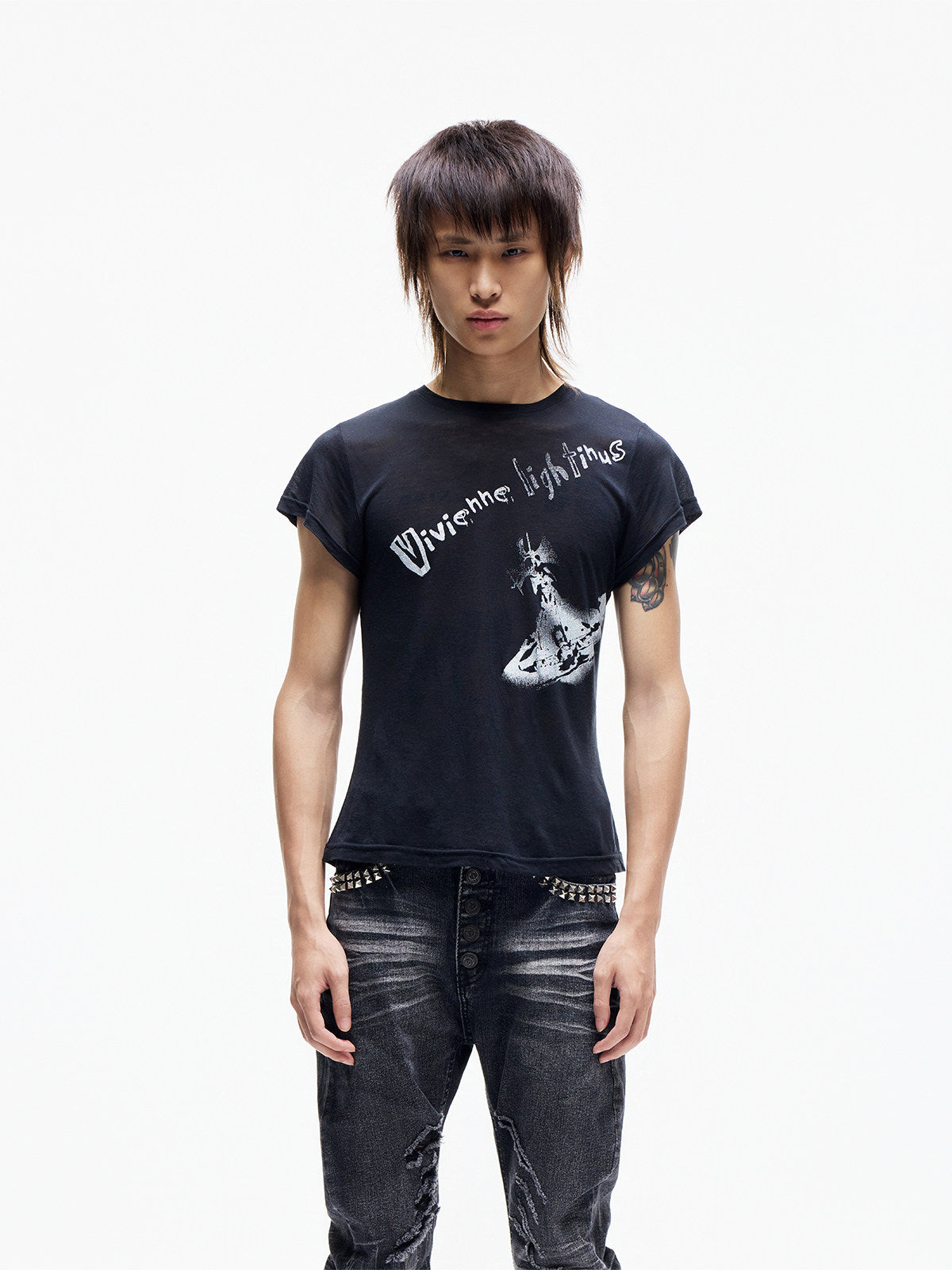 Print Fitted Cropped Short Sleeve T-Shirt WN27356