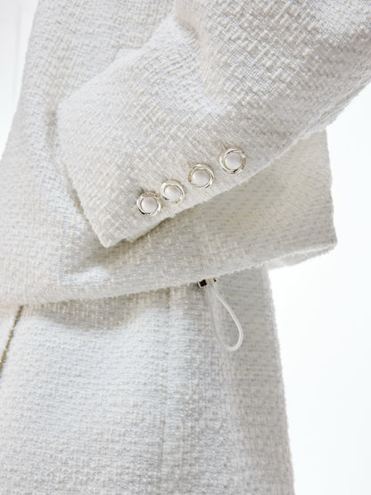 Pearl Button Textured Jacket & Wide Leg Pants Setup WN20529