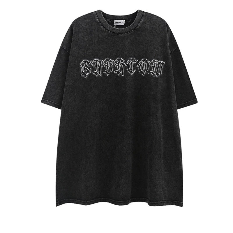 Dark Gothic Print Oversize Short Sleeve T-Shirt WN5471
