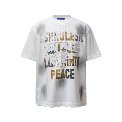 Dirty Dye Letter Print Short Sleeve T-Shirt WN25463