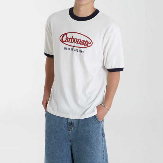 Letter Print Colorblock Oversize Short Sleeve T-Shirt WN20298