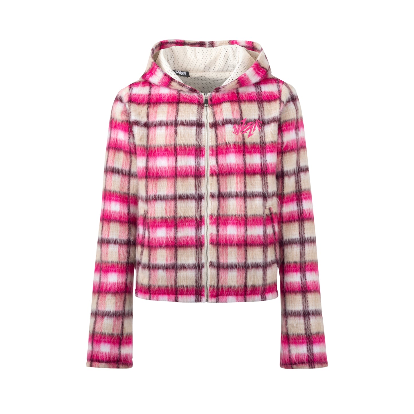 Mohair Jacquard Hooded Knit Jacket & Knit Pants Setup WN20981