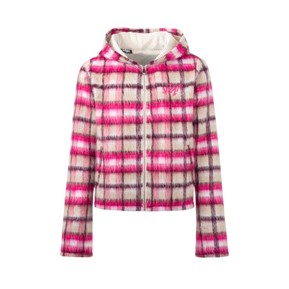 Mohair Jacquard Hooded Knit Jacket & Knit Pants Setup WN20981